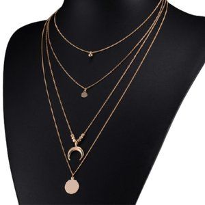 Multi-layer Moon Crescent Necklace (Rose Gold)